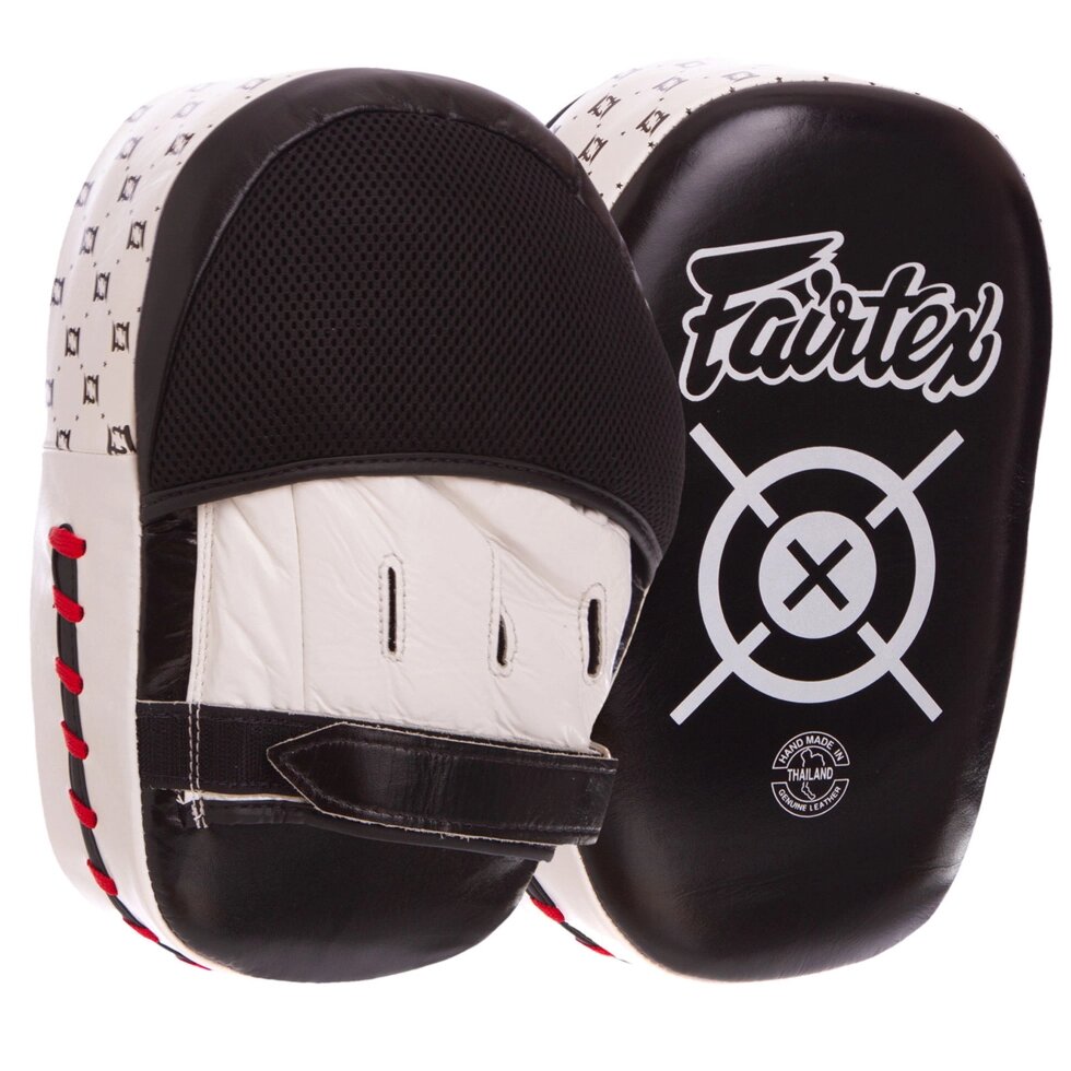 Лапа Вигнута (1шт) шкіряна FAIRTEX FMV11 (кріплення на липучці, р-р 27х19х8см, чорний-білий) від компанії Спортивний інтернет - магазин "One Sport" - фото 1