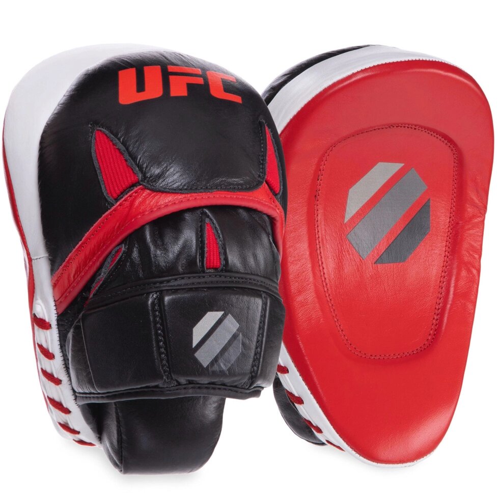 Лапа Вигнута шкіряна (2шт) UFC PRO Strike UCP-75345 (р-н 17,5x23,5см, чорний-червоний) від компанії Спортивний інтернет - магазин "One Sport" - фото 1
