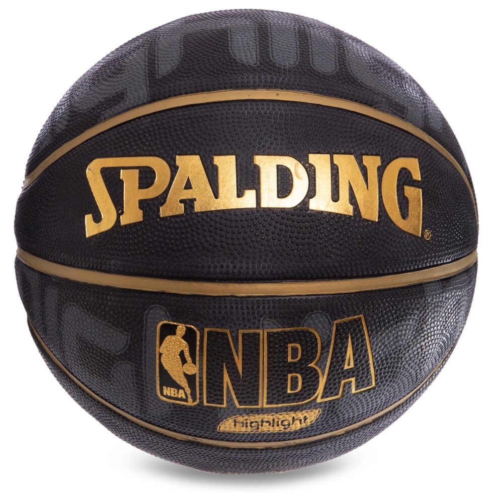 М'яч баскетбольний Composite Leather №7 SPALDING 74634Z NBA HIGHLIGHT GOLD Indoor/Outdoor (чорний-жовтий) від компанії Спортивний інтернет - магазин "One Sport" - фото 1