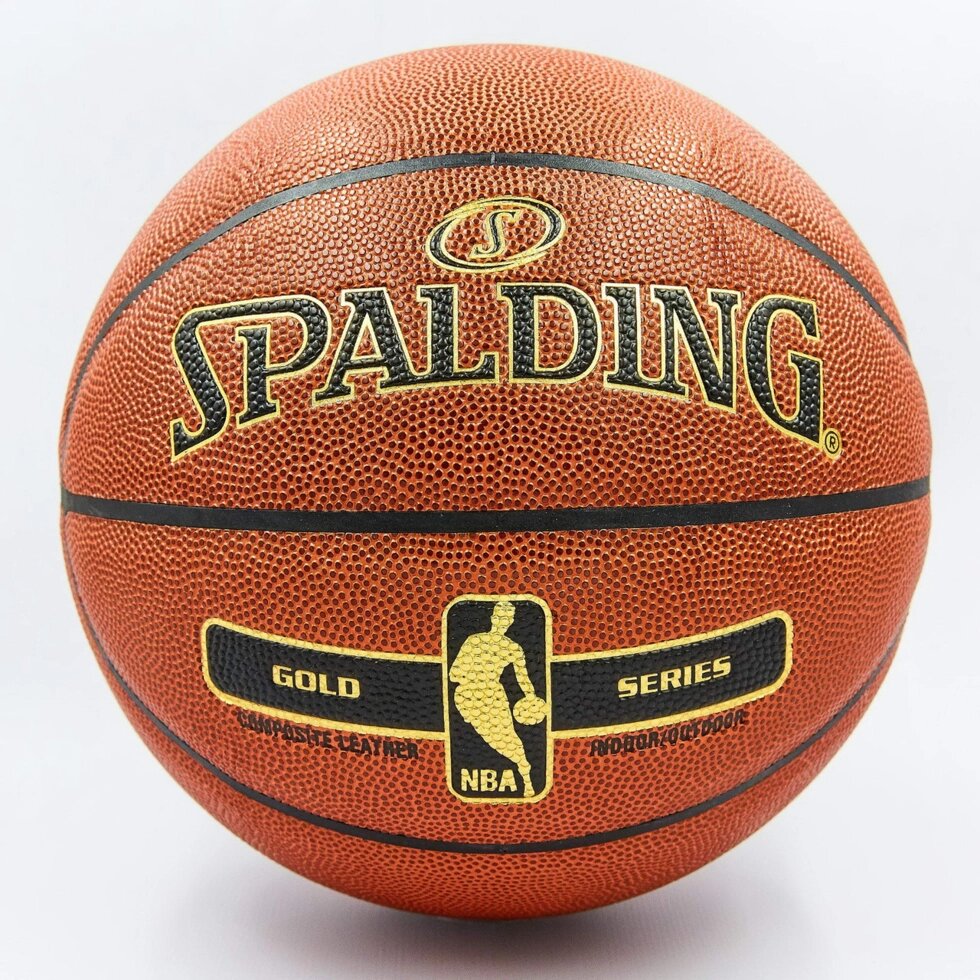 М'яч баскетбольний Composite Leather №7 SPALDING 76014Z NBA GOLD Indoor/Outdoor (коричневий) від компанії Спортивний інтернет - магазин "One Sport" - фото 1