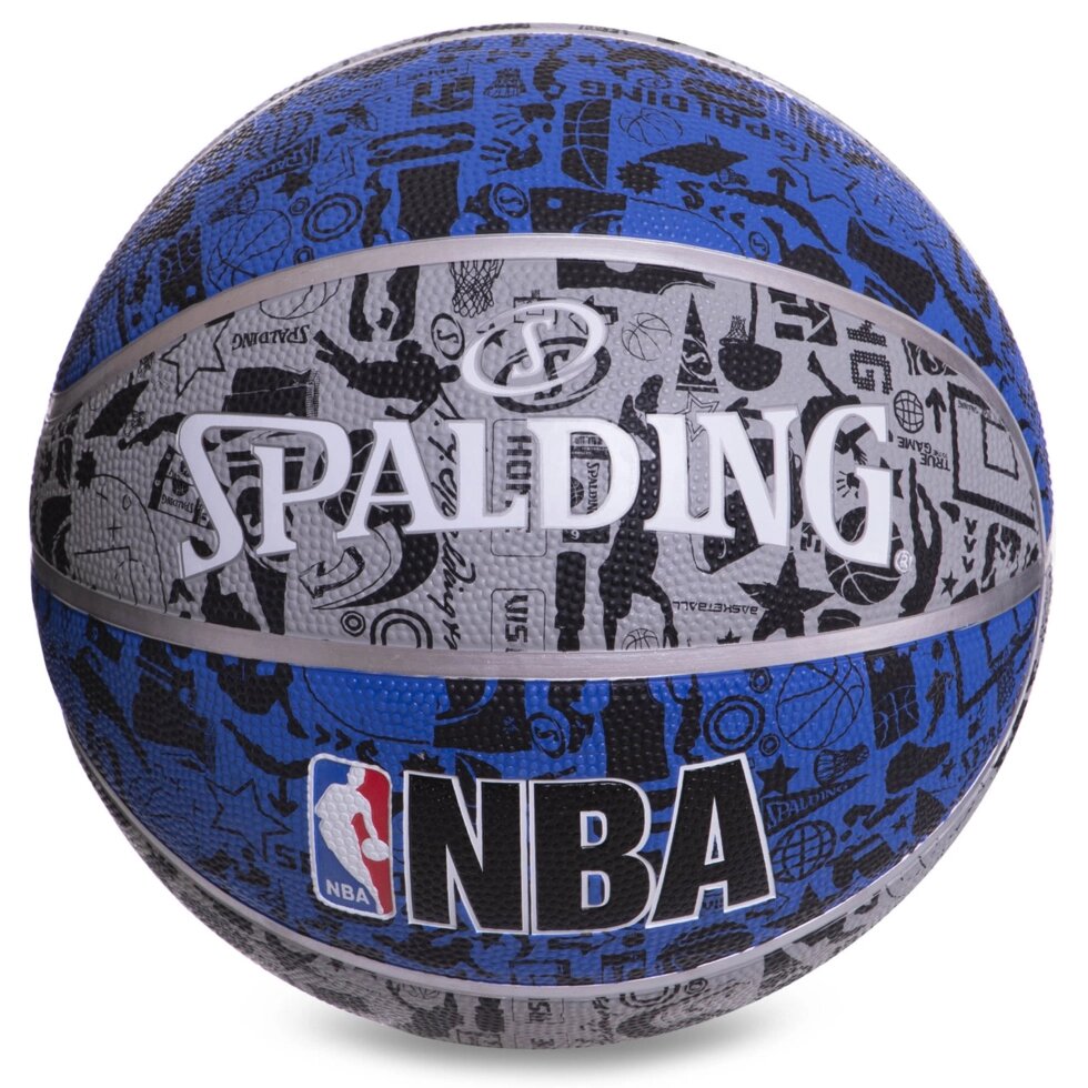 М'яч баскетбольний Composite Leather SPALDING NBA GRAFFITTI Outdoor 83176Z №7 синій-сірий від компанії Спортивний інтернет - магазин "One Sport" - фото 1