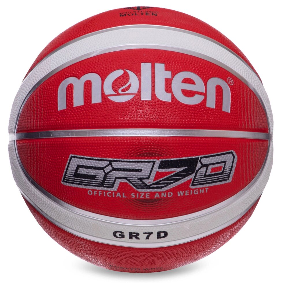 М'яч баскетбольний гумовий MOLTEN BGRX7D-WRW №7 червоний-білий від компанії Спортивний інтернет - магазин "One Sport" - фото 1