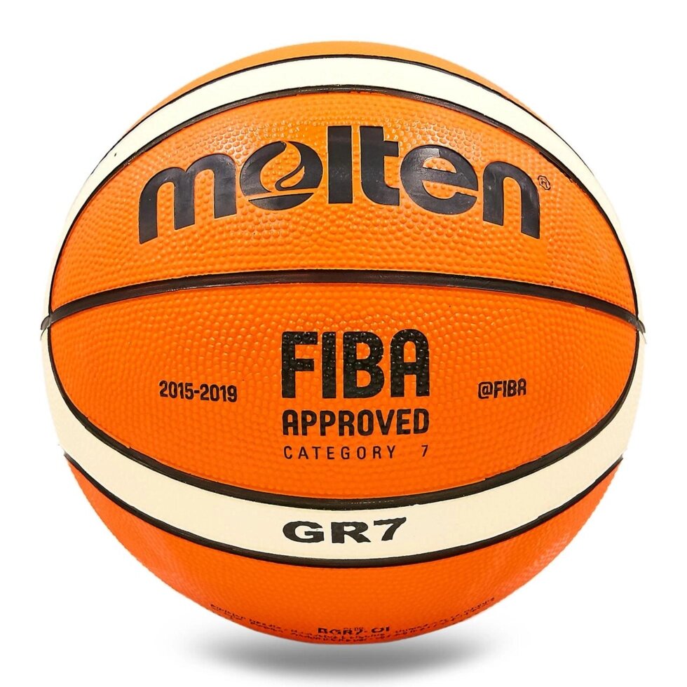 М'яч баскетбольний гумовий №7 MOLTEN BGR7-OI (гума, бутил, помаранчевий-білий) від компанії Спортивний інтернет - магазин "One Sport" - фото 1