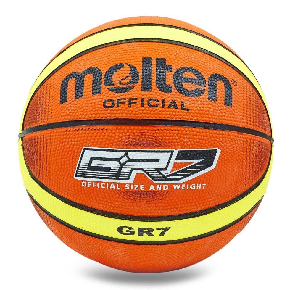 М'яч баскетбольний гумовий №7 MOLTEN BGRX7-TI (гума, бутил, помаранчевий-жовтий) від компанії Спортивний інтернет - магазин "One Sport" - фото 1