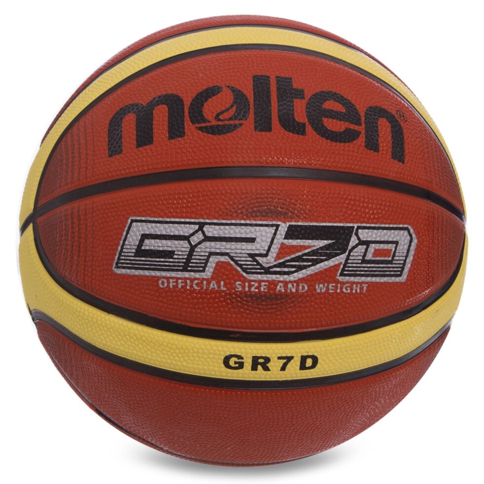 М'яч баскетбольний гумовий №7 MOLTEN BGRX7D-T1 (гума, бутил, оранжевий) від компанії Спортивний інтернет - магазин "One Sport" - фото 1