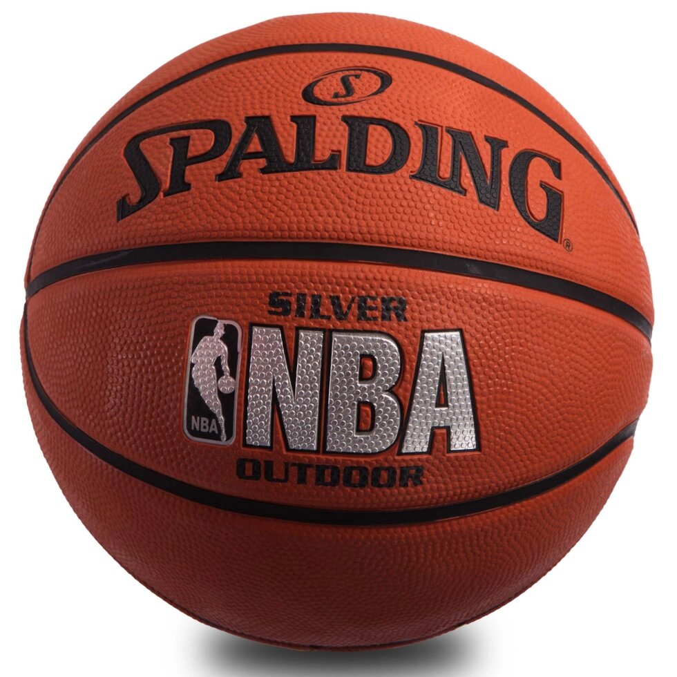М'яч баскетбольний гумовий №7 SPALDING 83016Z NBA SILVER OUTDOOR (гума, бутил, коричневий) від компанії Спортивний інтернет - магазин "One Sport" - фото 1