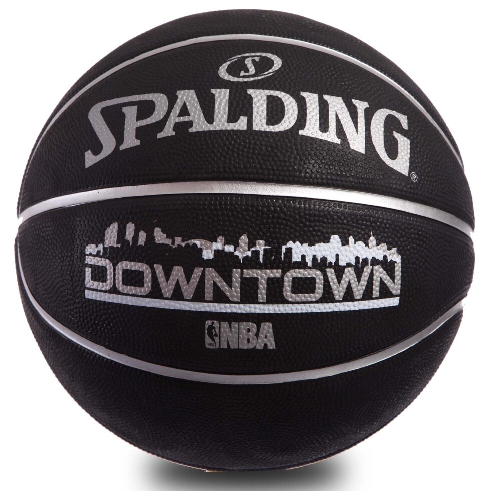 М'яч баскетбольний гумовий №7 SPALDING 83205Z DOWNTOWN OUTDOOR (гума, бутил, чорний) від компанії Спортивний інтернет - магазин "One Sport" - фото 1