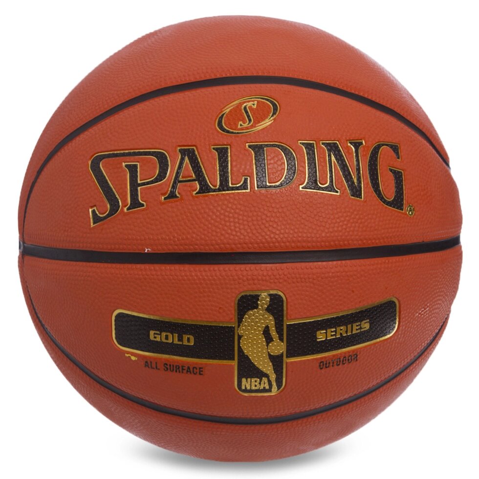 М'яч баскетбольний гумовий №7 SPALDING 83492Z NBA GOLD SERIES OUTDOOR (гума, бутил, оранжевий) від компанії Спортивний інтернет - магазин "One Sport" - фото 1