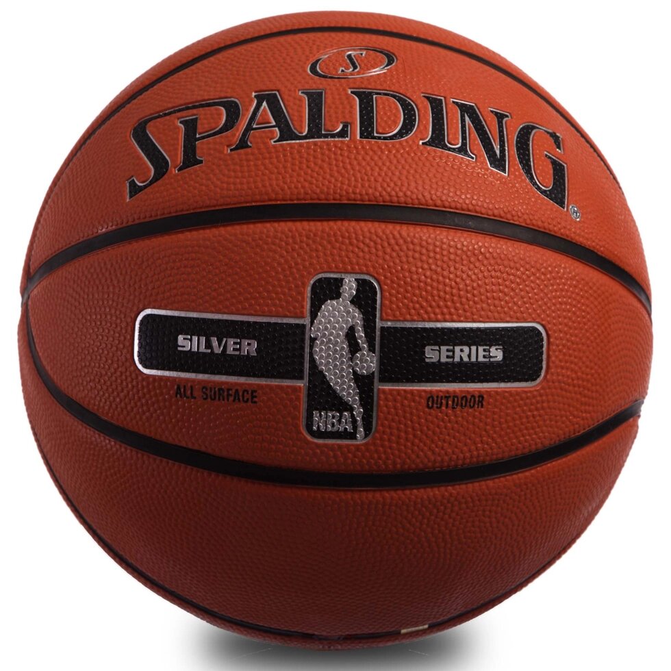 М'яч баскетбольний гумовий №7 SPALDING 83494Z NBA SILVER SERIES OUTDOOR (гума, бутил, оранжевий) від компанії Спортивний інтернет - магазин "One Sport" - фото 1