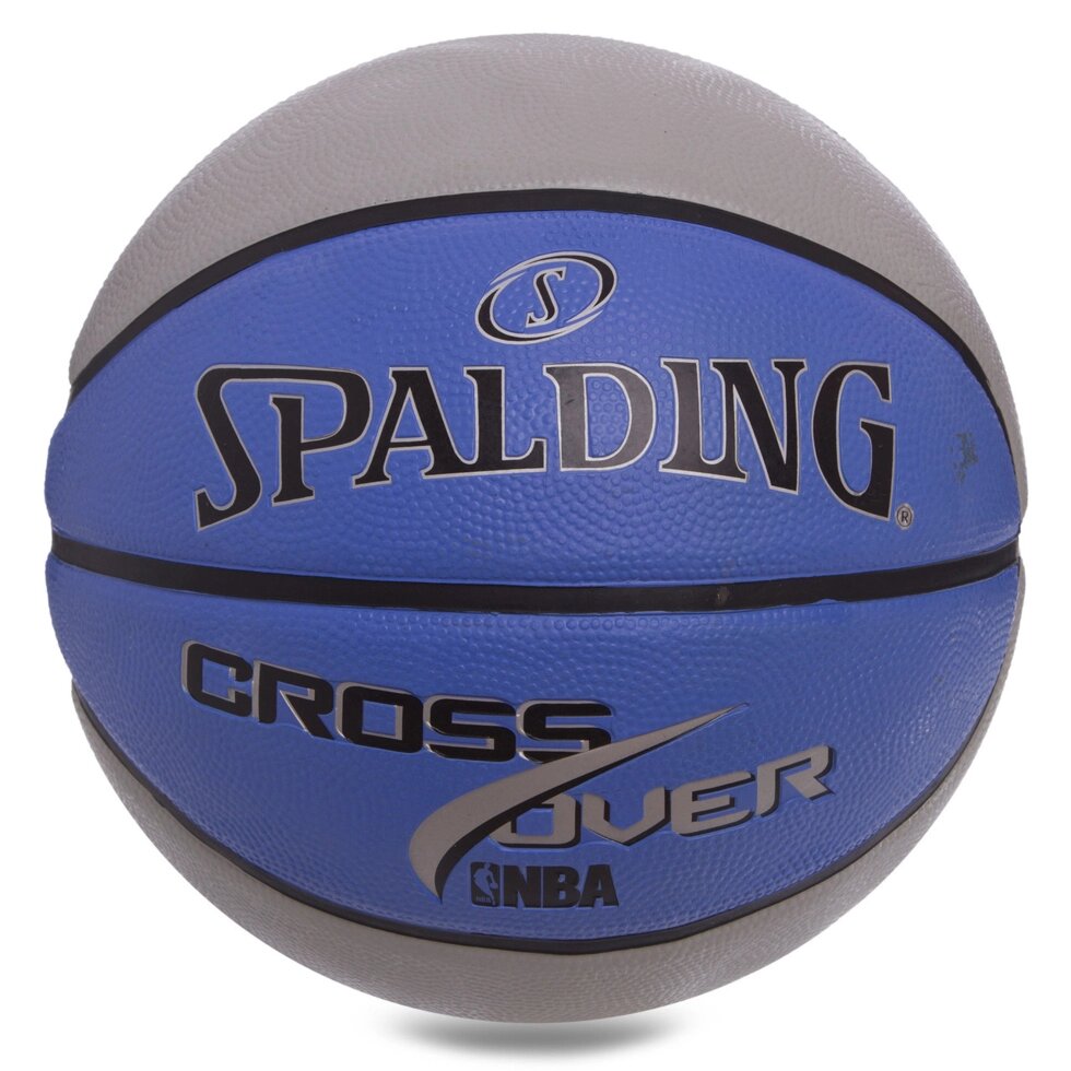 М'яч баскетбольний гумовий №7 SPALDING SN83337Z CROSS OVER (гума, бутил, сірий-синій) від компанії Спортивний інтернет - магазин "One Sport" - фото 1