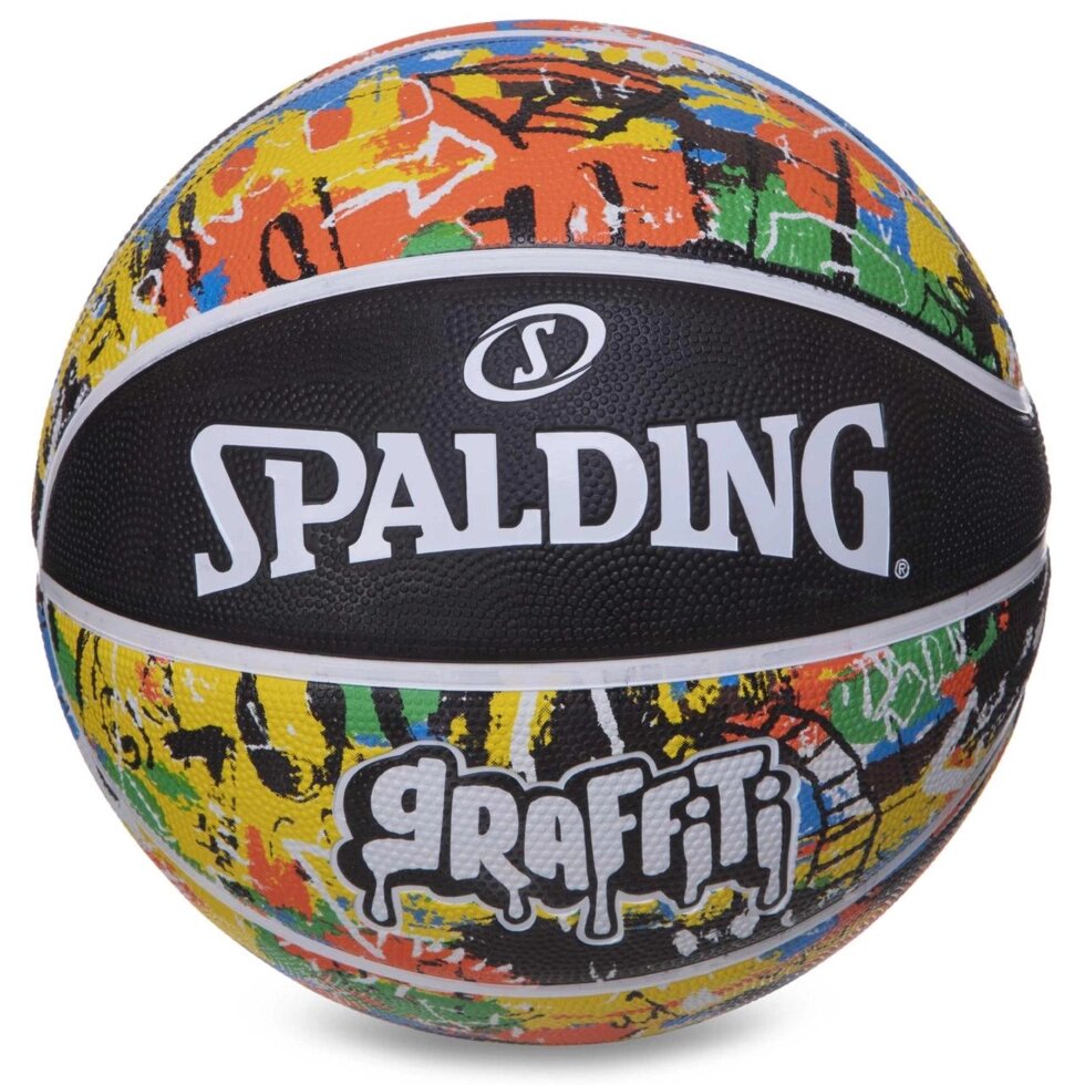 М'яч баскетбольний гумовий No7 SPALDING 84372Y GRAFFITI чорний-жовтий від компанії Спортивний інтернет - магазин "One Sport" - фото 1