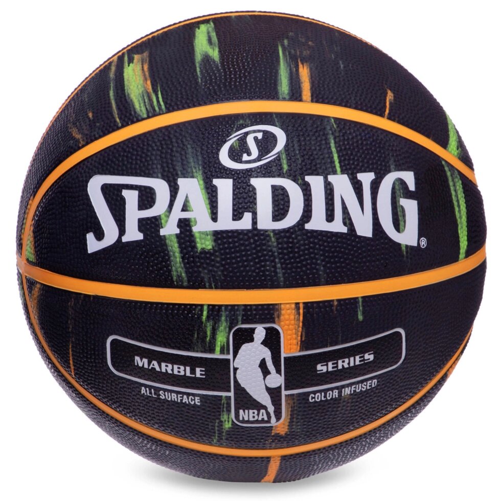 М'яч баскетбольний гумовий SPALDING NBA MARBLE 83882Z №7 чорний-жовтий від компанії Спортивний інтернет - магазин "One Sport" - фото 1