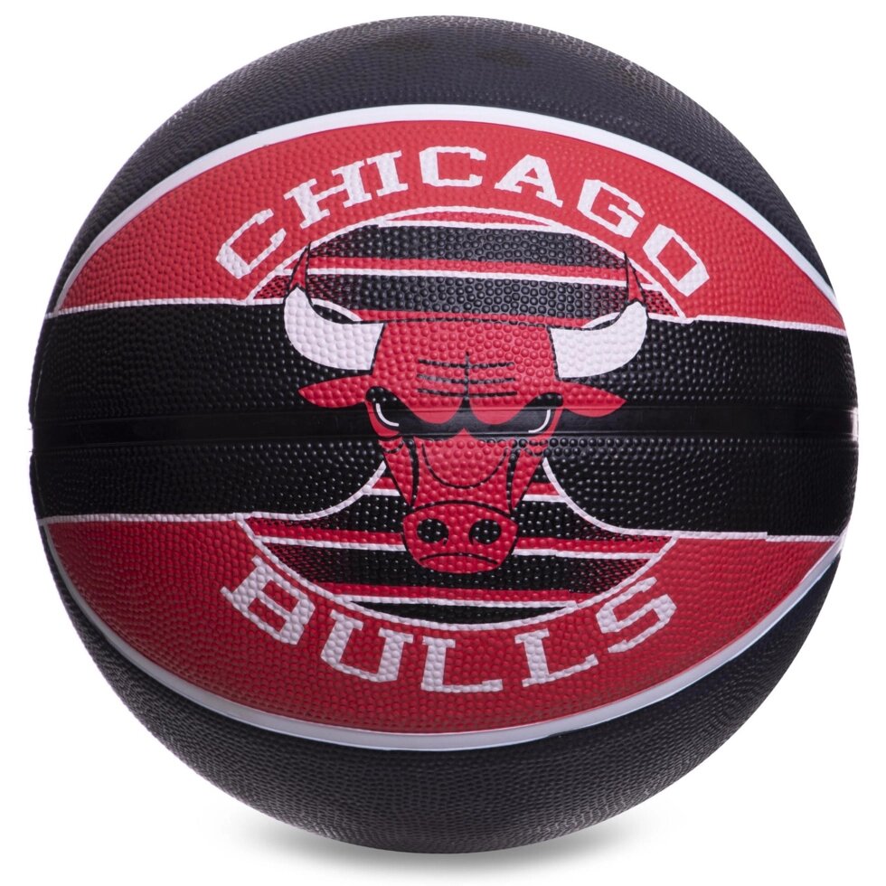 М'яч баскетбольний гумовий SPALDING NBA Team CHICAGO BULLS 83503Z №7 чорний-червоний від компанії Спортивний інтернет - магазин "One Sport" - фото 1
