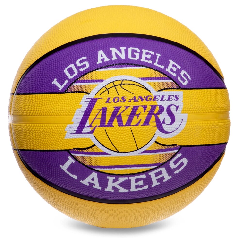 М'яч баскетбольний гумовий SPALDING NBA Team LA LAKERS 83510Z №7 жовтий-фіолетовий від компанії Спортивний інтернет - магазин "One Sport" - фото 1