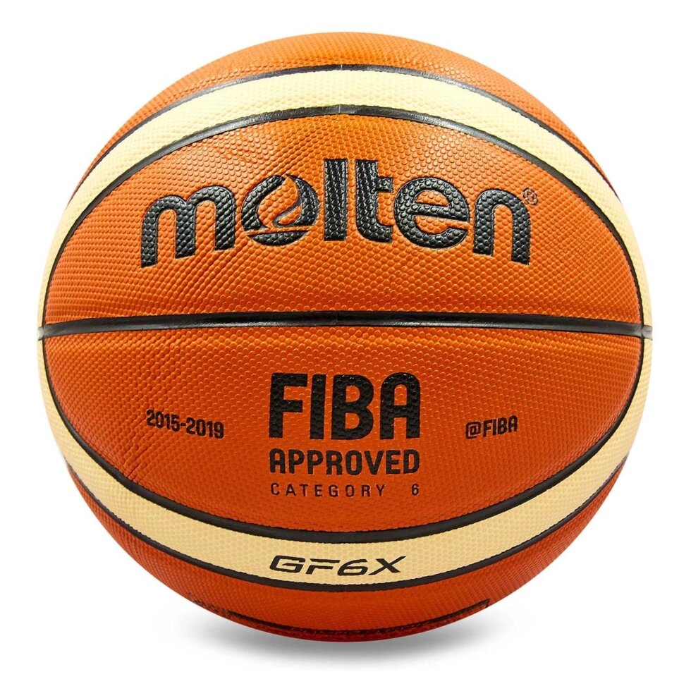 М'яч баскетбольний PU №6 MOLTEN BGF6X (PU, бутил, помаранчевий бежевий) від компанії Спортивний інтернет - магазин "One Sport" - фото 1