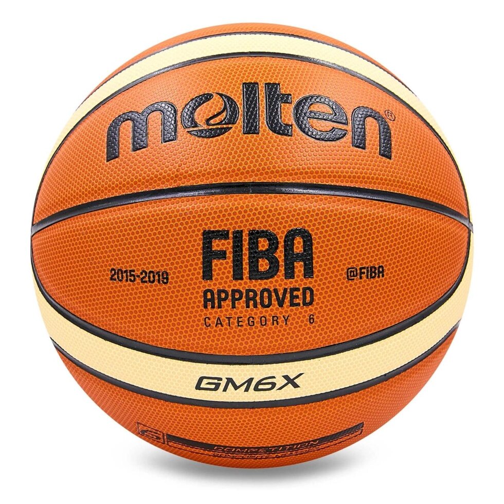 М'яч баскетбольний PU №6 MOLTEN BGM6X (PU, бутил, помаранчевий бежевий) від компанії Спортивний інтернет - магазин "One Sport" - фото 1