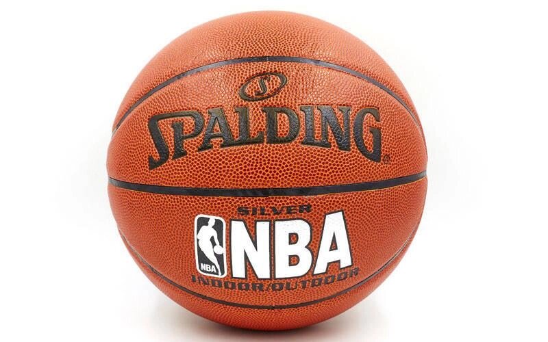 М'яч баскетбольний PU №7 SPALD BA-4256 NBA SILVER (PU, бутил, коричневий) від компанії Спортивний інтернет - магазин "One Sport" - фото 1
