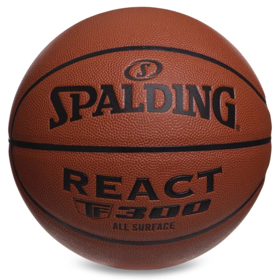 М'яч баскетбольний SPALDING 76846Y REACT TF300 No7 жовтогарячий від компанії Спортивний інтернет - магазин "One Sport" - фото 1