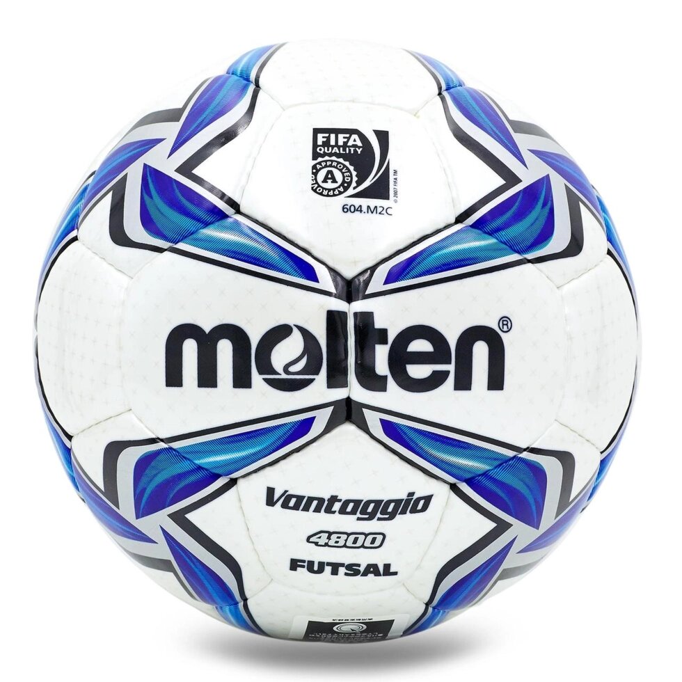 М'яч для футзалу №4 ламін. MOLTEN F9V4800 (5 сл., зшитий вручну, білий-синій) від компанії Спортивний інтернет - магазин "One Sport" - фото 1