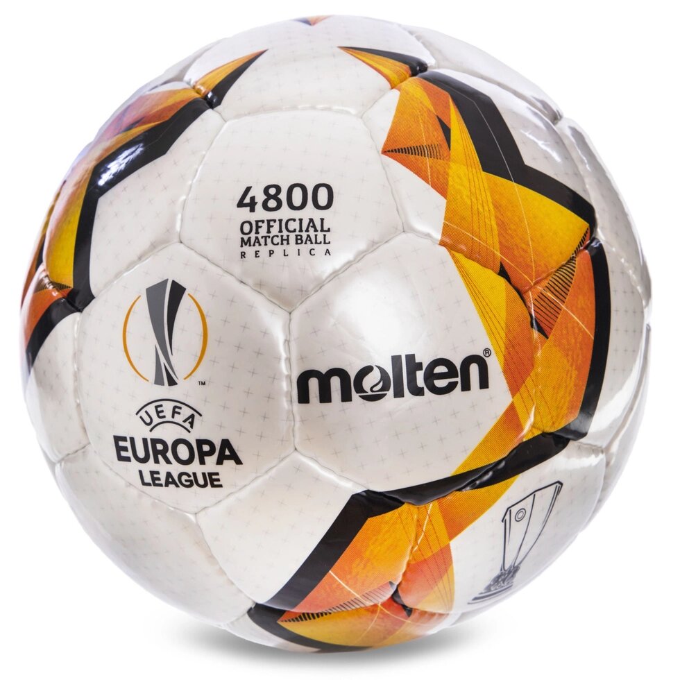 М'яч для футзалу №4 ламін. MOLTEN F9V4800-KO (5 сл., зшитий вручну, білий-помаранчевий) від компанії Спортивний інтернет - магазин "One Sport" - фото 1