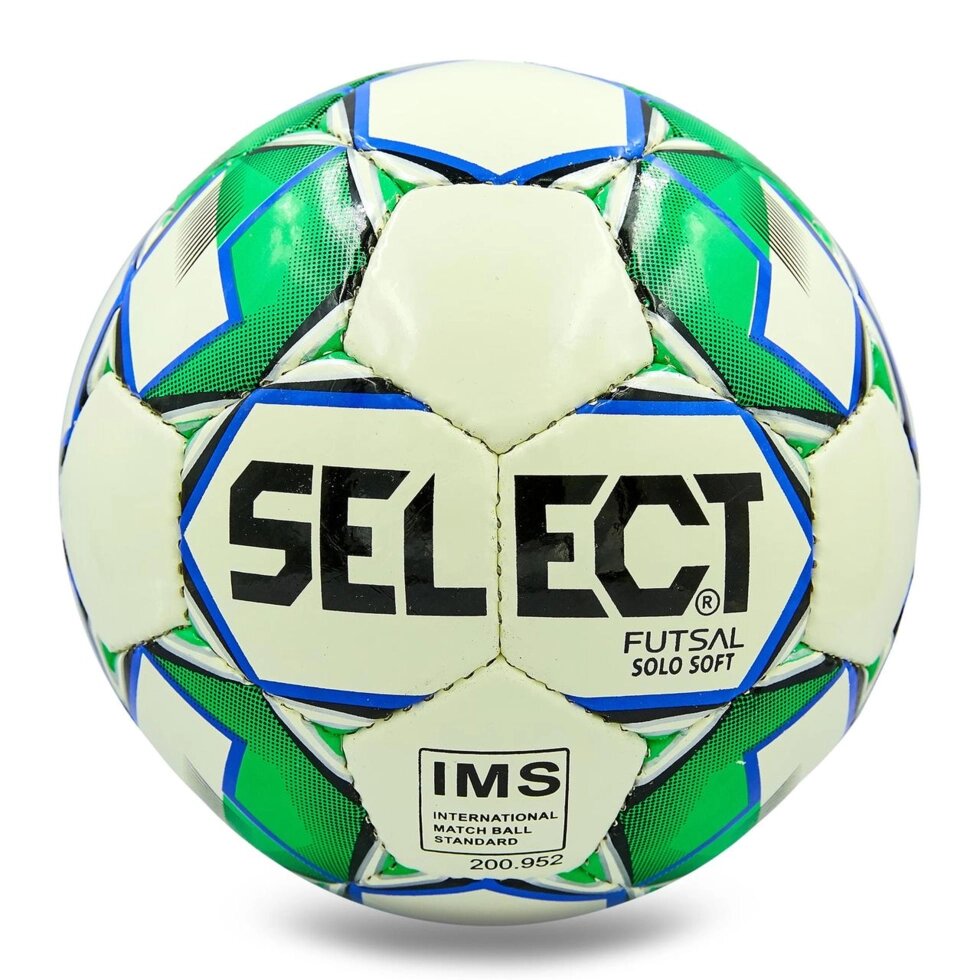 М'яч для футзалу №4 ламін. ST SOLO SOFT ST-8157 (№4, 5 сл., зшитий вручну) (білий-зелений) від компанії Спортивний інтернет - магазин "One Sport" - фото 1