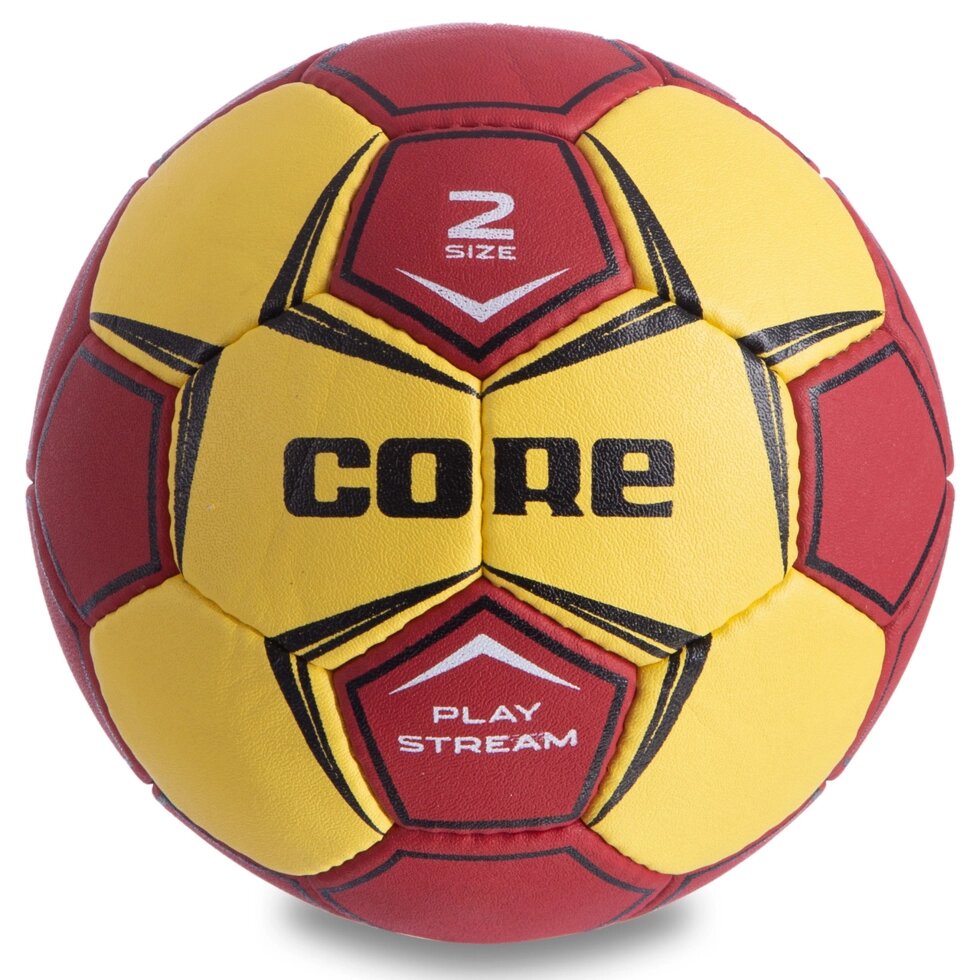 М'яч для гандболу CORE PLAY STREAM CRH-049-2 (PU, р-н 2, зшитий вручну, жовтий-червоний) від компанії Спортивний інтернет - магазин "One Sport" - фото 1