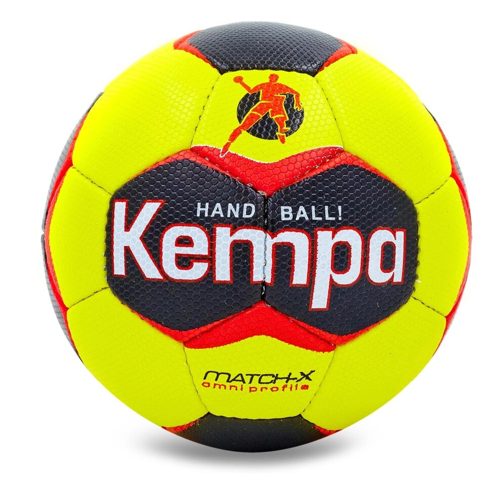 М'яч для гандболу KEMPA HB-5408-0 (PU, р-р 0, зшитий вручну, жовтий-чорний) від компанії Спортивний інтернет - магазин "One Sport" - фото 1