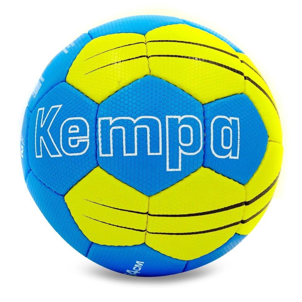 М'яч для гандболу KEMPA HB-5410-0 (PU, р-р 0, зшитий вручну, блакитний-жовтий) від компанії Спортивний інтернет - магазин "One Sport" - фото 1