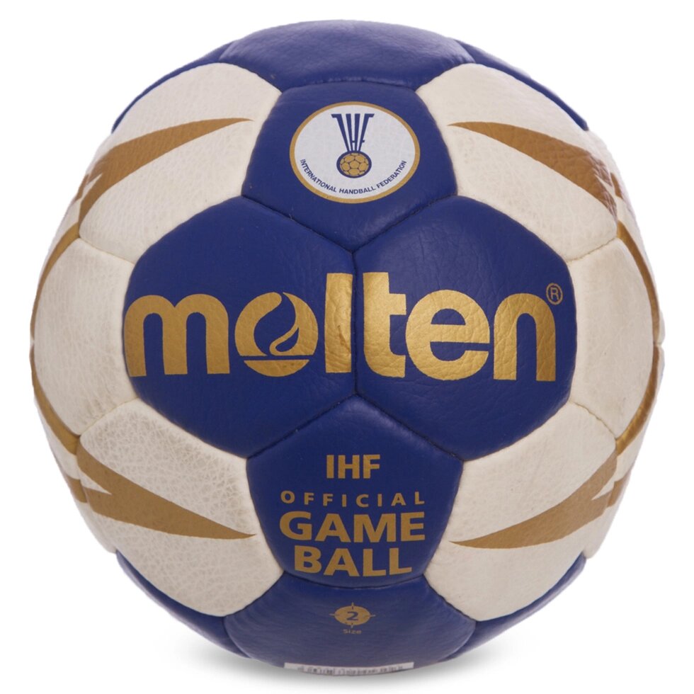 М'яч для гандболу MOLTEN H2X5001 (PVC, р-н 2, 5слоев, зшитий вручну, синій) від компанії Спортивний інтернет - магазин "One Sport" - фото 1