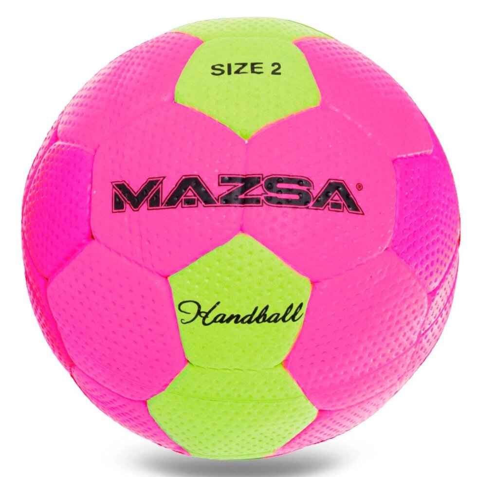 М'яч для гандболу Outdoor покриття спінена гума MAZSA JMC002-MAZ (PU, р-н 2, рожевий-жовтий) від компанії Спортивний інтернет - магазин "One Sport" - фото 1