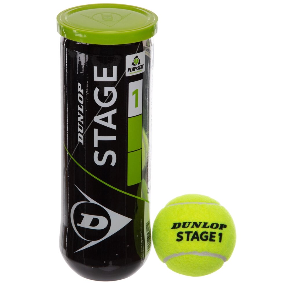 М'яч для великого тенісу DUNLOP STAGE 1 GREEN DL601338 3шт салатовий від компанії Спортивний інтернет - магазин "One Sport" - фото 1