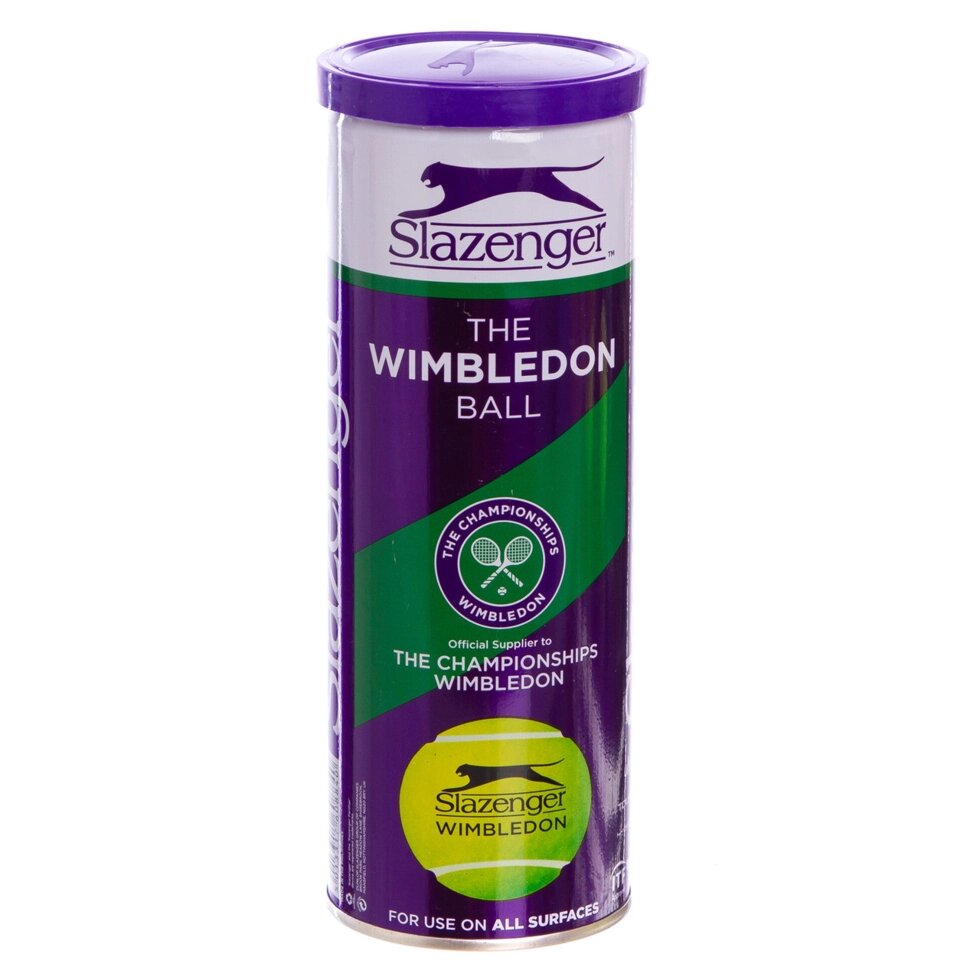 М'яч для великого тенісу SLAZENGER (3шт) 340884 WIMBLEDON (у вакуумній упаковці, салатовий) від компанії Спортивний інтернет - магазин "One Sport" - фото 1