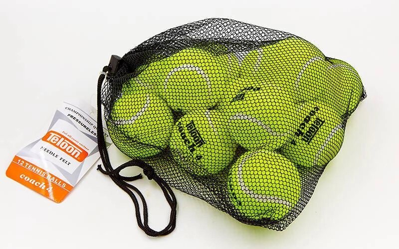 М'яч для великого тенісу TELOON (12шт) 8010412 COACH 4 (в сітчастому мішку, салатовий) від компанії Спортивний інтернет - магазин "One Sport" - фото 1
