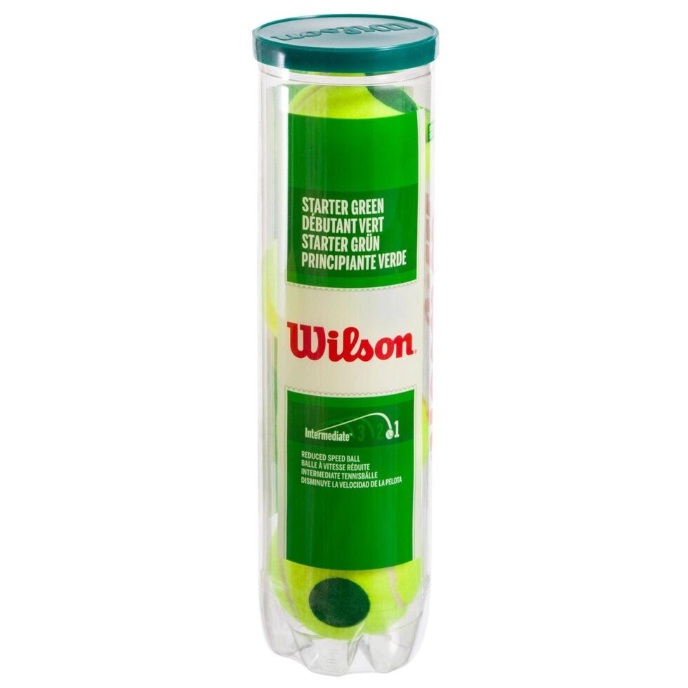 М'яч для великого тенісу WILSON (4шт) WRT137400 STARTER PLAY GREEN (у вакуумній упаковці, салатовий) від компанії Спортивний інтернет - магазин "One Sport" - фото 1