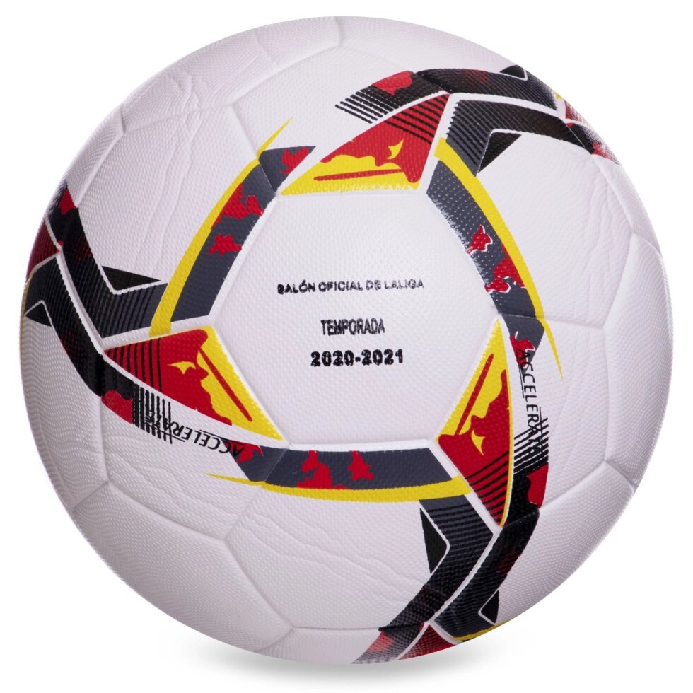 М'яч футбольний LA LIGA 2020-2021 FB-2385 №5 PVC клеєний білий-синій-оранжевий від компанії Спортивний інтернет - магазин "One Sport" - фото 1