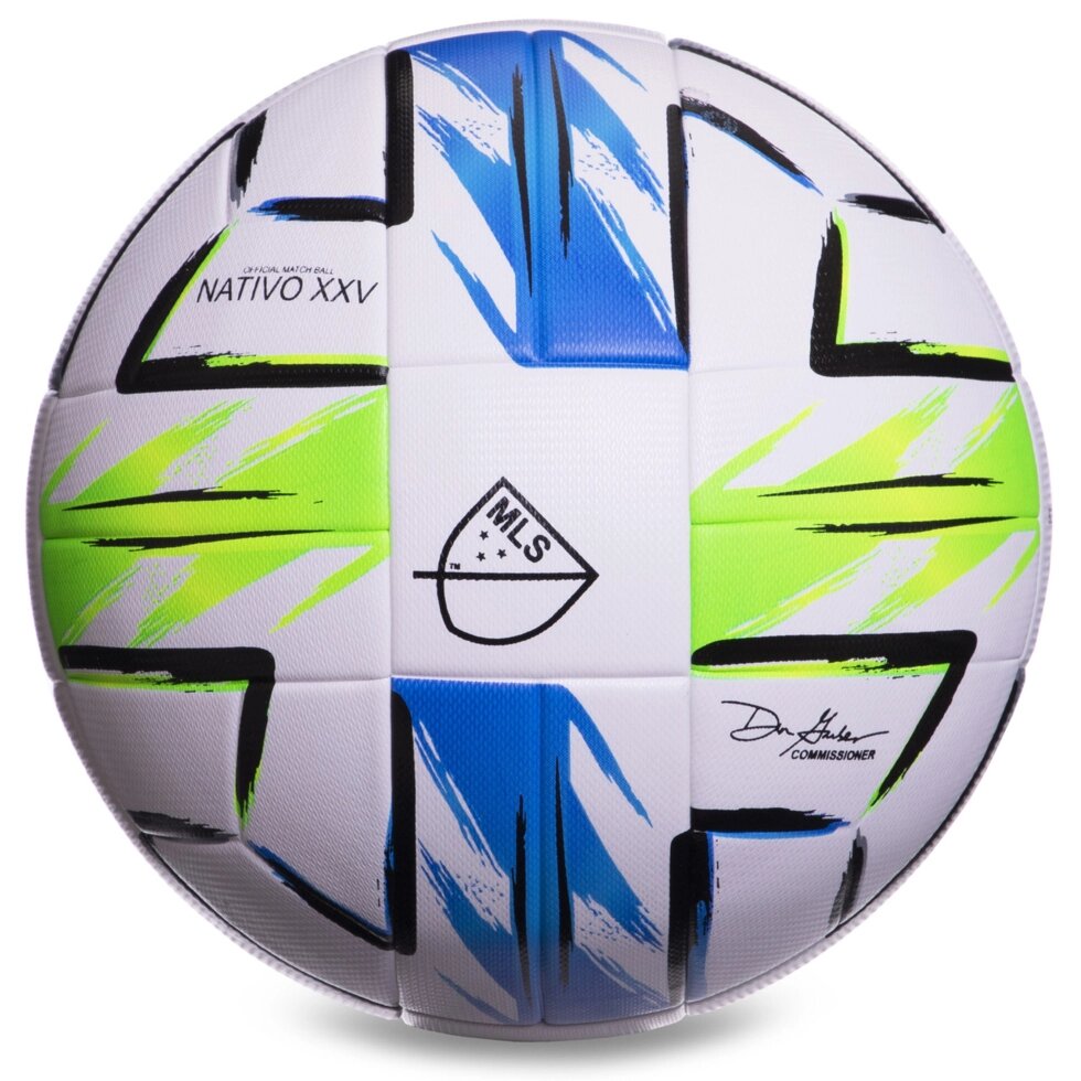 М'яч футбольний MLS 2021 Zelart FB-2878 №5 PU клеєний білий-синій-зелений від компанії Спортивний інтернет - магазин "One Sport" - фото 1