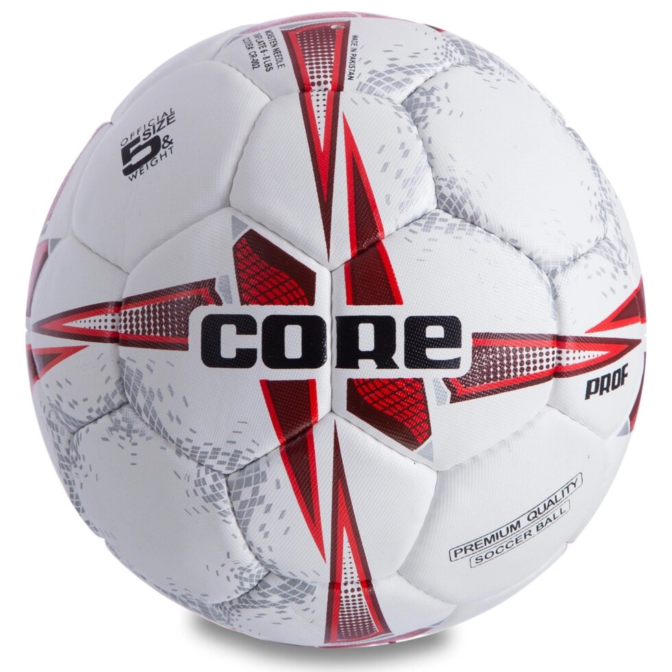 М'яч футбольний №5 COMPOSITE LEATHER CORE PROF CR-002 (№5, 4 сл., зшитий вручну, білий-червоний) від компанії Спортивний інтернет - магазин "One Sport" - фото 1