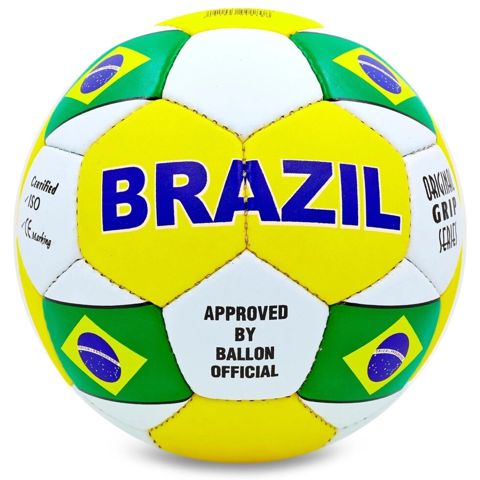 М'яч футбольний №5 Гриппи 5сл. BRAZIL FB-0047-139 (№5, 5 сл., зшитий вручну) від компанії Спортивний інтернет - магазин "One Sport" - фото 1