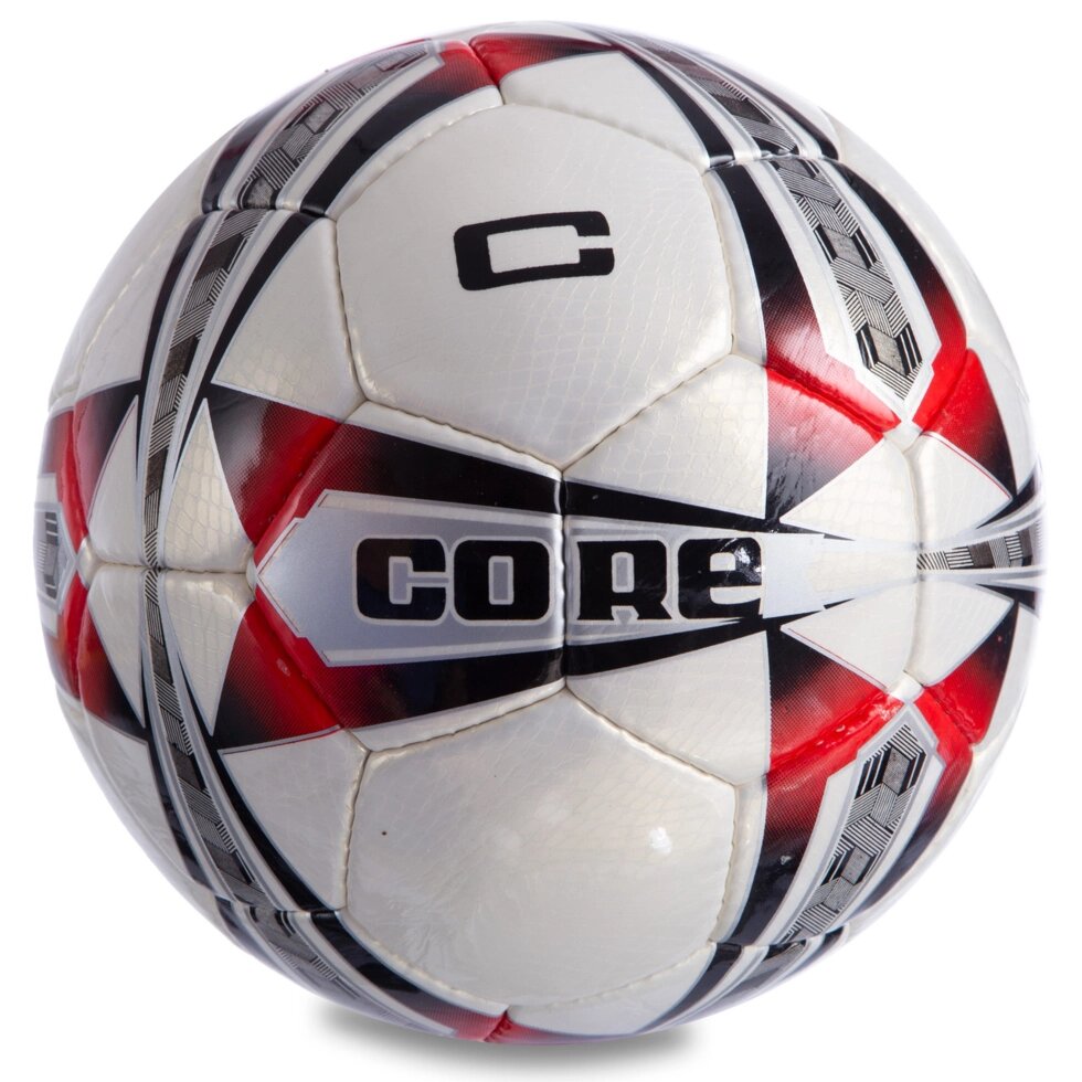 М'яч футбольний №5 PU ламін. CORE 5 STAR CR-007 (№5, 5 сл., зшитий вручну, білий-червоний) від компанії Спортивний інтернет - магазин "One Sport" - фото 1