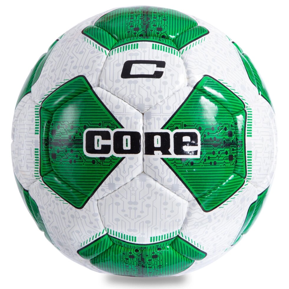 М'яч футбольний №5 PU ламін. CORE COMPETITION PLUS CR-005 (№5, 5 сл., зшитий вручну, білий-зелений) від компанії Спортивний інтернет - магазин "One Sport" - фото 1