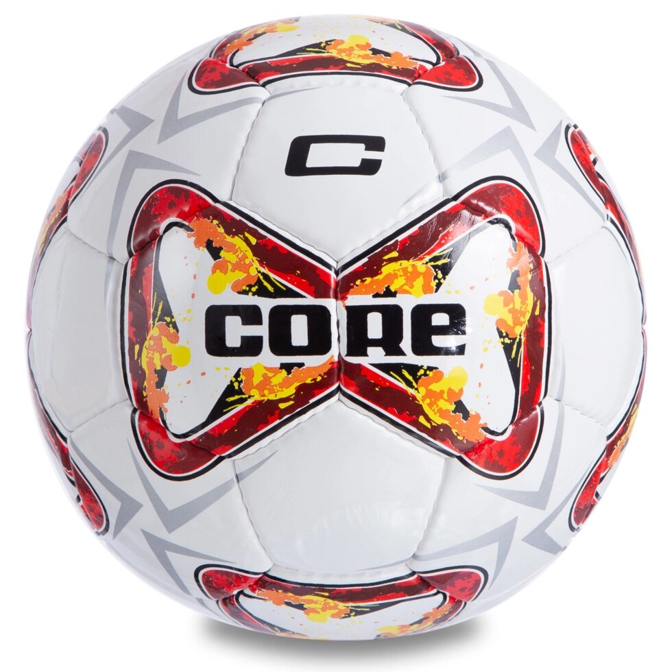М'яч футбольний №5 PU ламін. CORE PREMIER CR-046 (№5, 4 сл., зшитий вручну, білий-червоний) від компанії Спортивний інтернет - магазин "One Sport" - фото 1