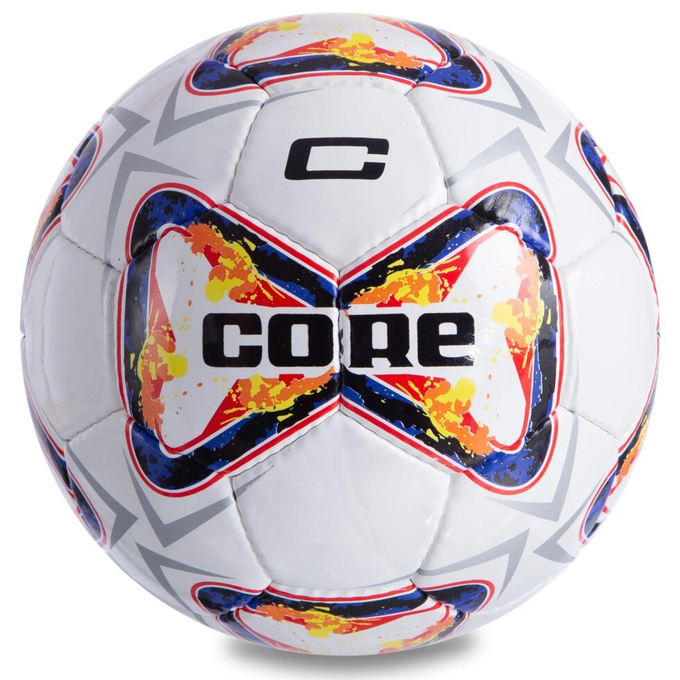 М'яч футбольний №5 PU ламін. CORE PREMIER CR-047 (№5, 4 сл., зшитий вручну, білий-темно-синій) від компанії Спортивний інтернет - магазин "One Sport" - фото 1