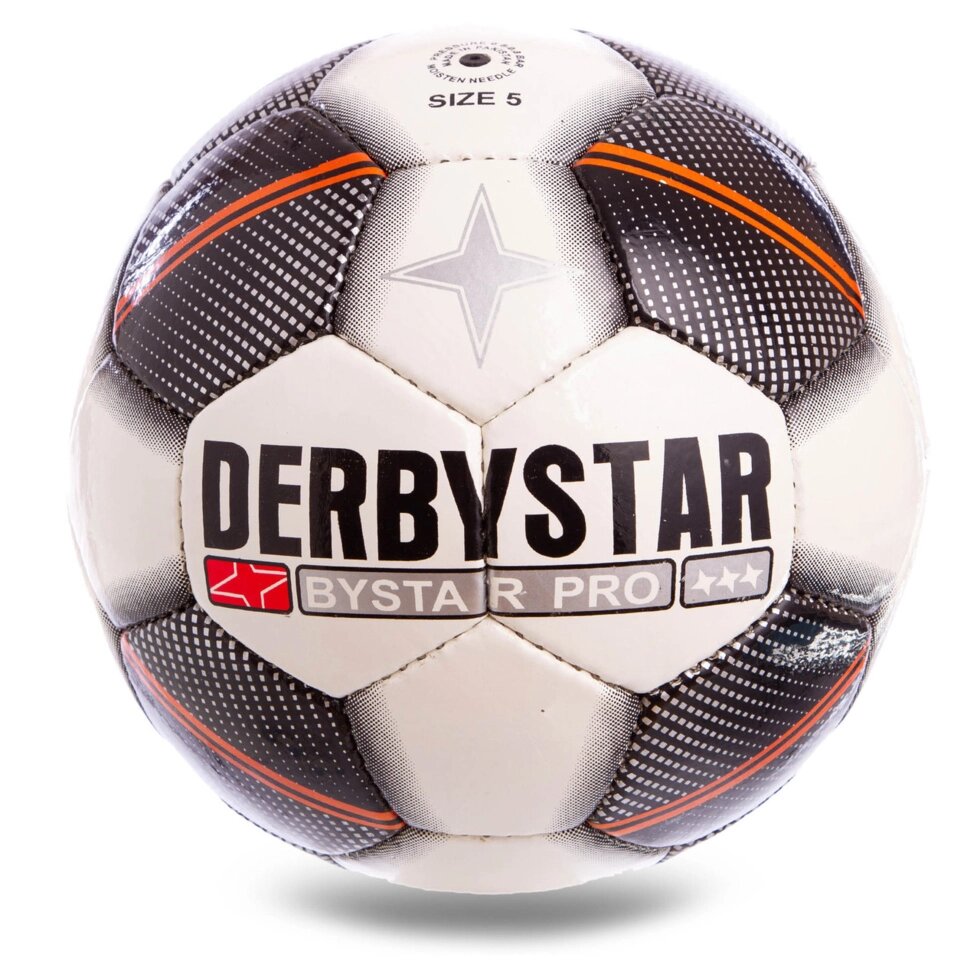 М'яч футбольний №5 PU ламін. DERBYSTAR FB-0654 (№5, 5 сл., зшитий вручну, білий-помаранчевий-чорний) Replica від компанії Спортивний інтернет - магазин "One Sport" - фото 1