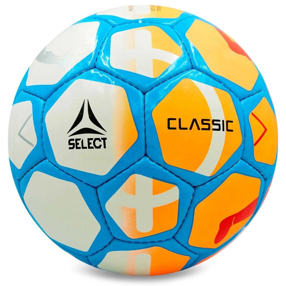 М'яч футбольний №5 PU ламін. ST CLASSIC ST-8161 білий-помаранчевий-блакитний (№5, 5 сл., зшитий вручну) від компанії Спортивний інтернет - магазин "One Sport" - фото 1