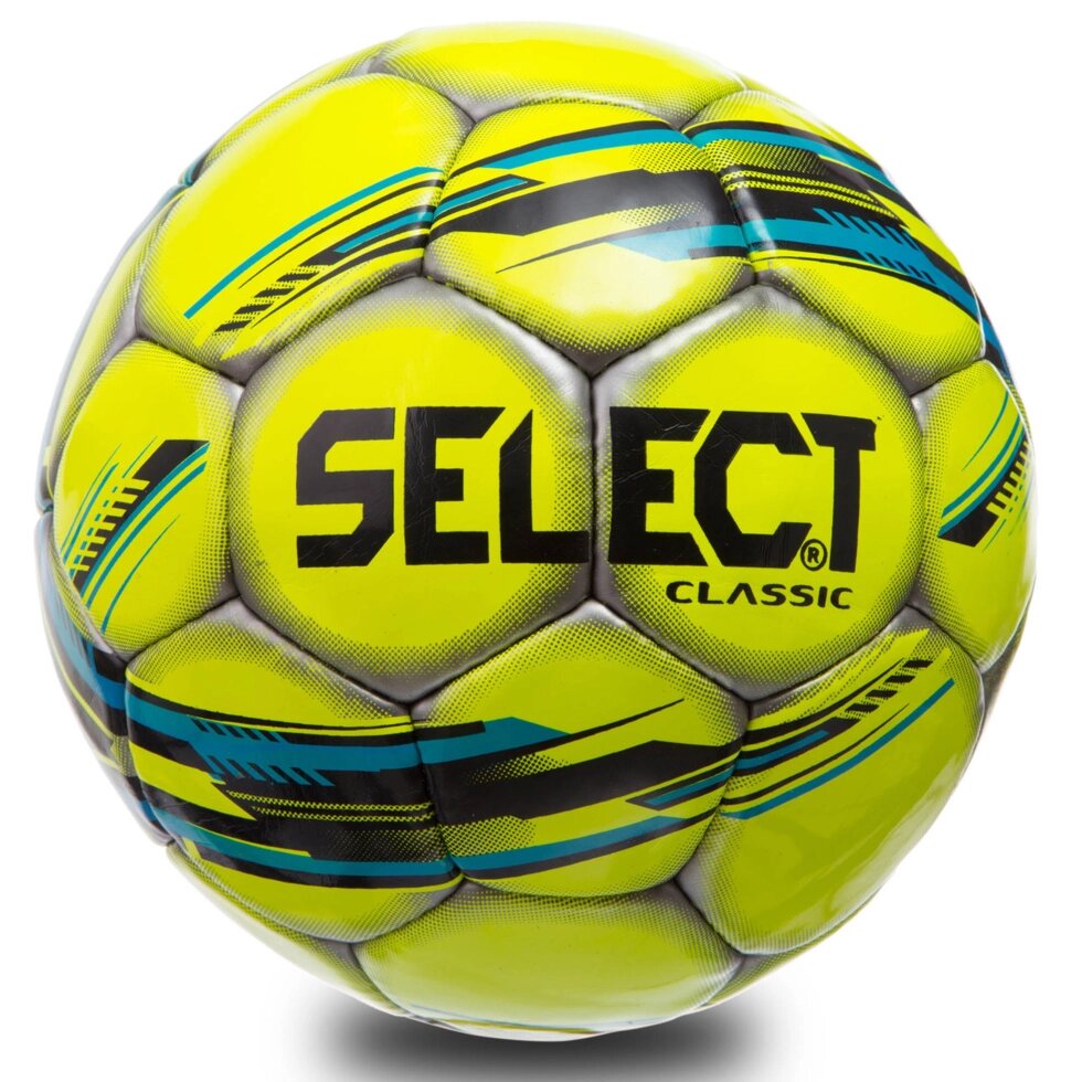 М'яч футбольний №5 PU ламін. ST SHINE CLASSIC ST-12-2 (№5, 5 сл., зшитий вручну, жовтий-голубий-чорний) від компанії Спортивний інтернет - магазин "One Sport" - фото 1
