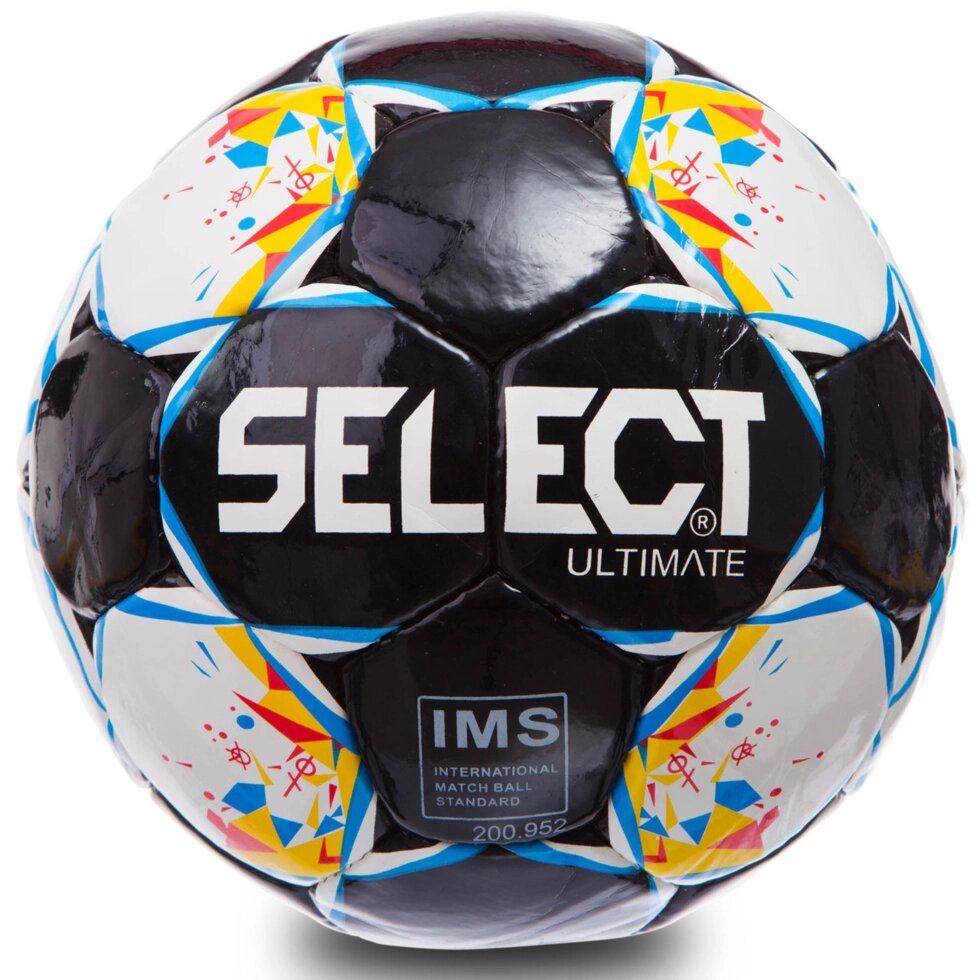 М'яч футбольний №5 PU ламін. ST ULTIMATE ST-11-2 (№5, 5 сл., зшитий вручну, білий-жовтий-синій-чорний) від компанії Спортивний інтернет - магазин "One Sport" - фото 1