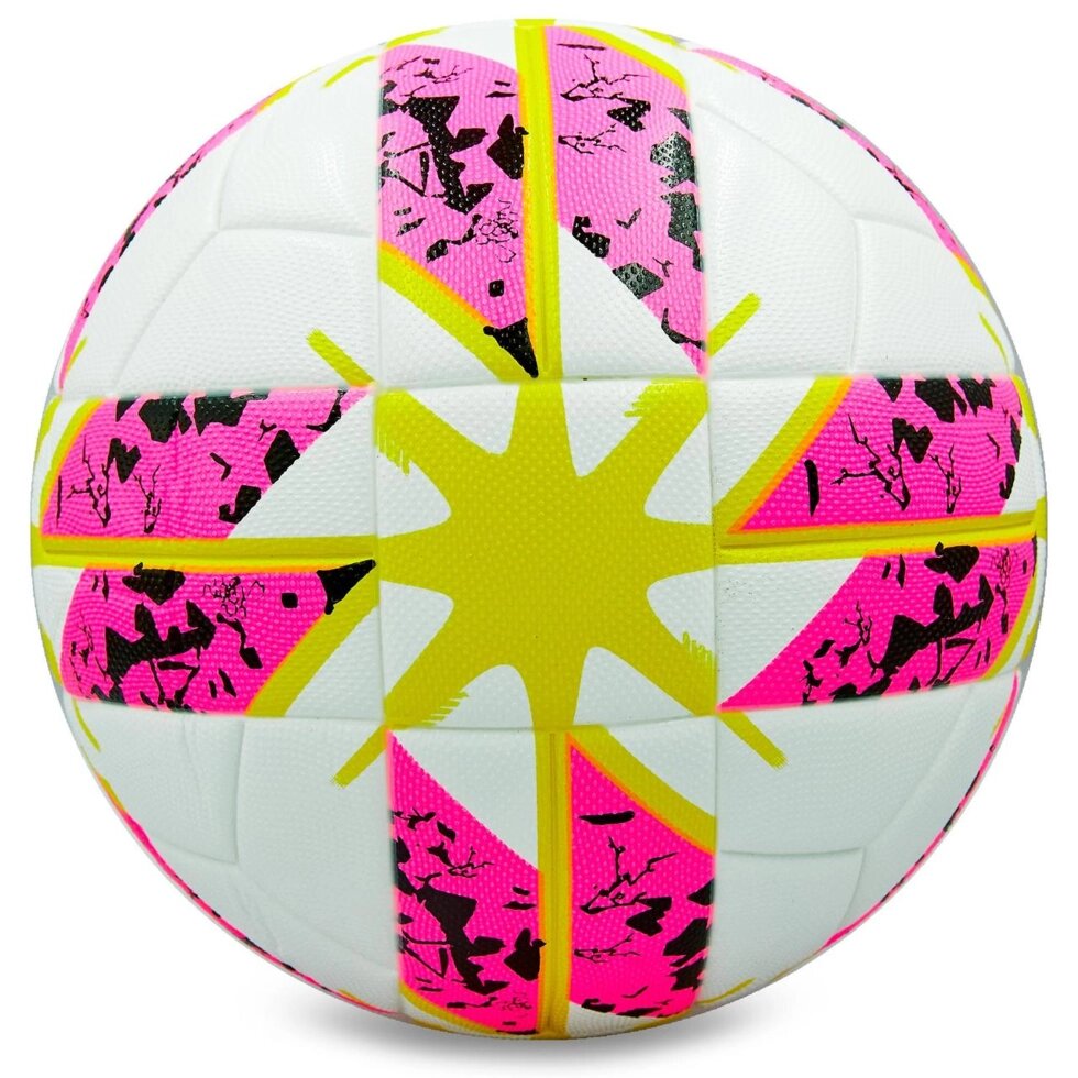 М'яч футбольний №5 PVC ламін. Клеєний ARGENTUM 2018-2019 FB-0077 (№5, білий-жовтий-рожевий) від компанії Спортивний інтернет - магазин "One Sport" - фото 1