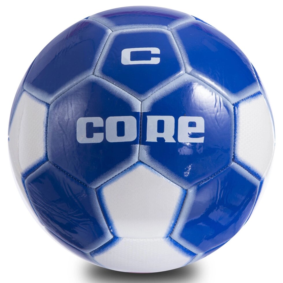 М'яч футбольний №5 PVC Зшитий машинним способом CORE ATROX CRM-053 (№5, 5сл., білий-синій) від компанії Спортивний інтернет - магазин "One Sport" - фото 1