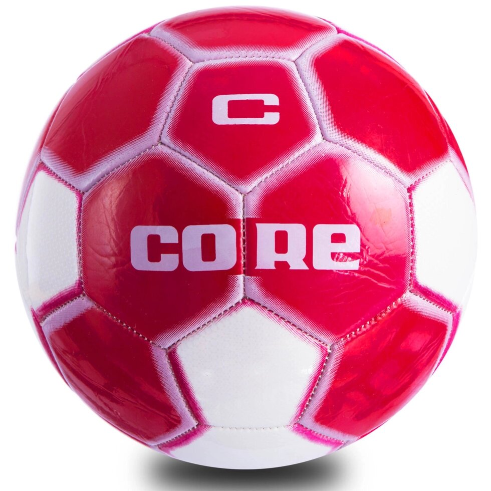 М'яч футбольний №5 PVC Зшитий машинним способом CORE ATROX CRM-054 (№5, 5сл., білий-червоний) від компанії Спортивний інтернет - магазин "One Sport" - фото 1