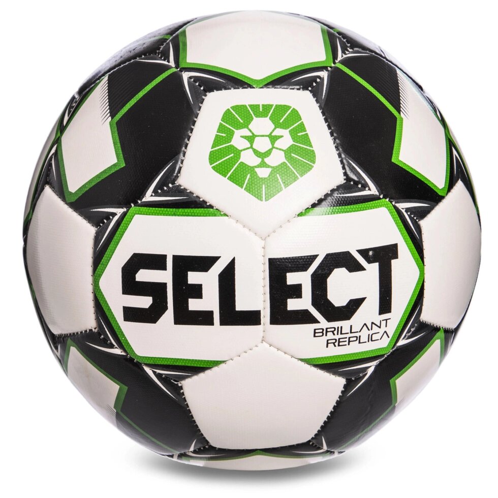 М'яч футбольний №5 SELECT BRILLANT REPLICA PFL (білий-сірий-зелений) від компанії Спортивний інтернет - магазин "One Sport" - фото 1